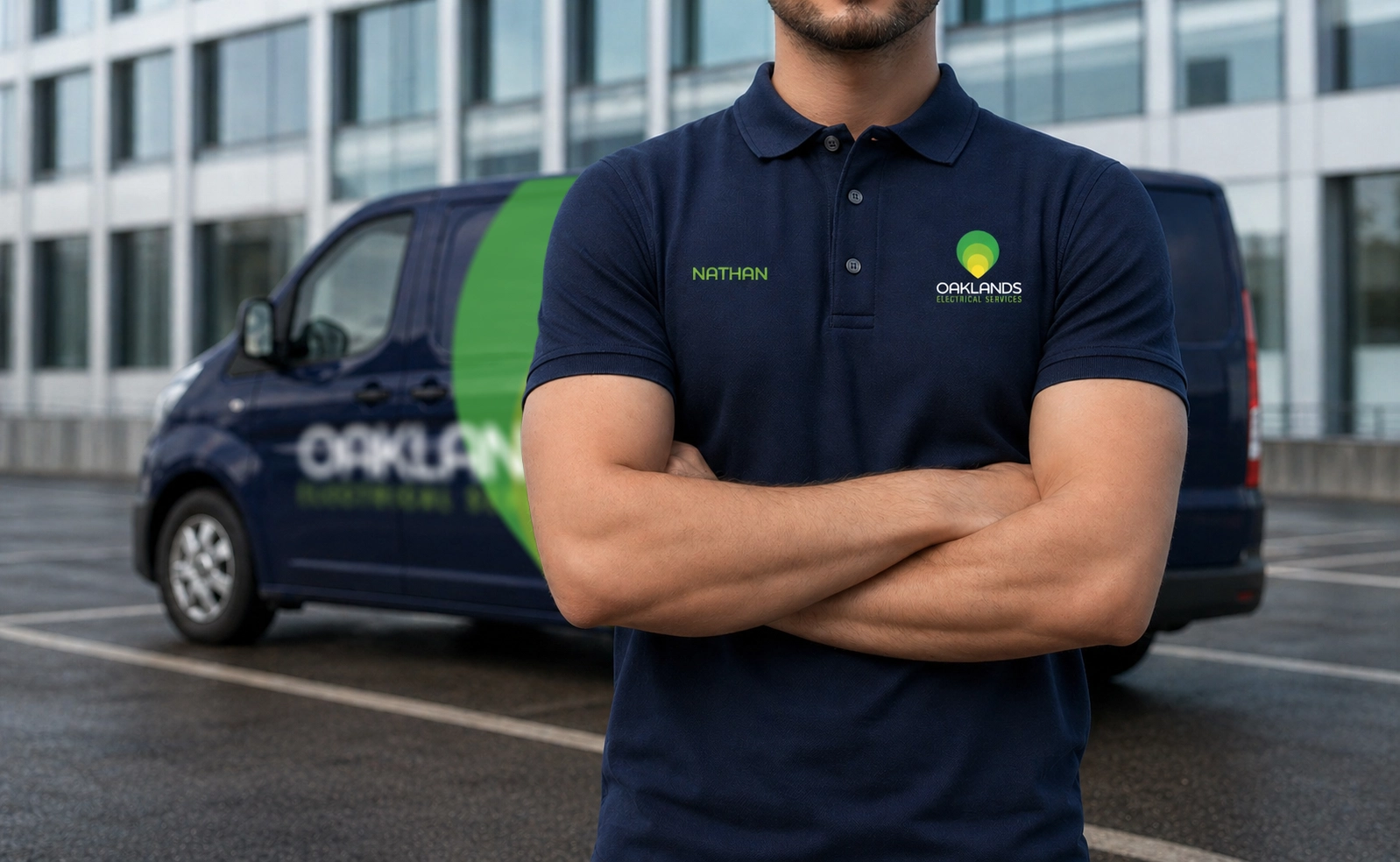 oaklands-electrical-services-shirt-van-brand-identity